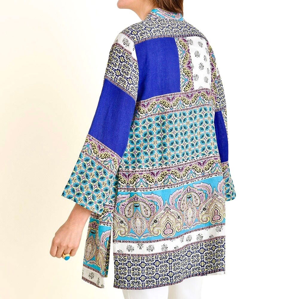 Chico’s Patchwork Linen Duster Cardigan Women’s S… - image 3